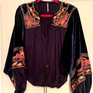 Size small velvet embellished free people holiday top.